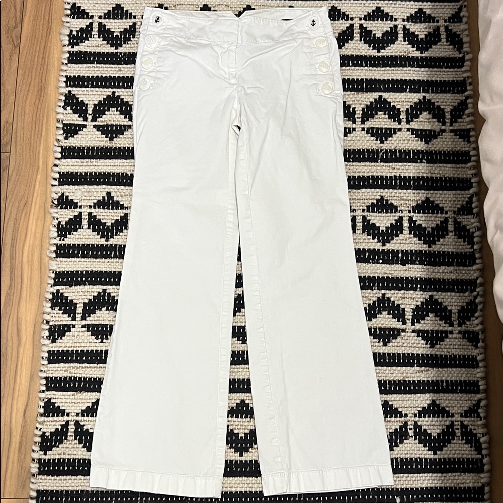 LOFT White Wide-Leg Sailor Button Jeans